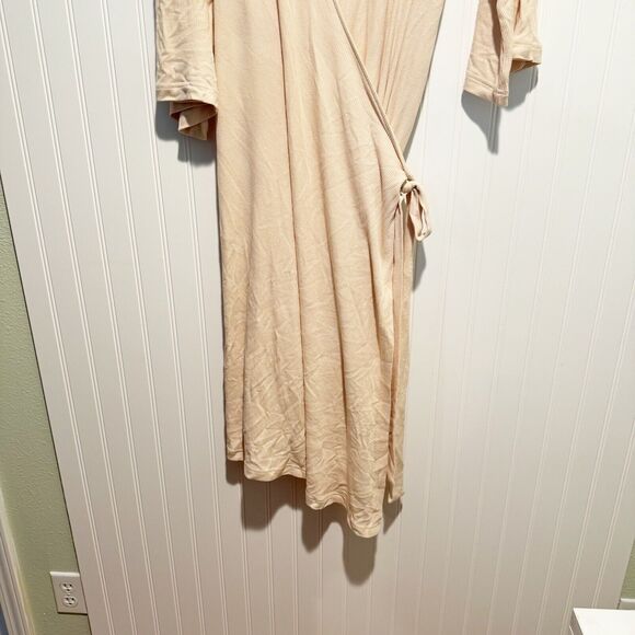 Caden Lane Waffle Bamboo Knit Maternity Robe Oatmeal One Size - Picture 3 of 8